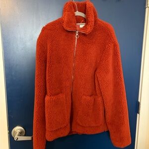 Women's Cozy Orange Fleece Jacket